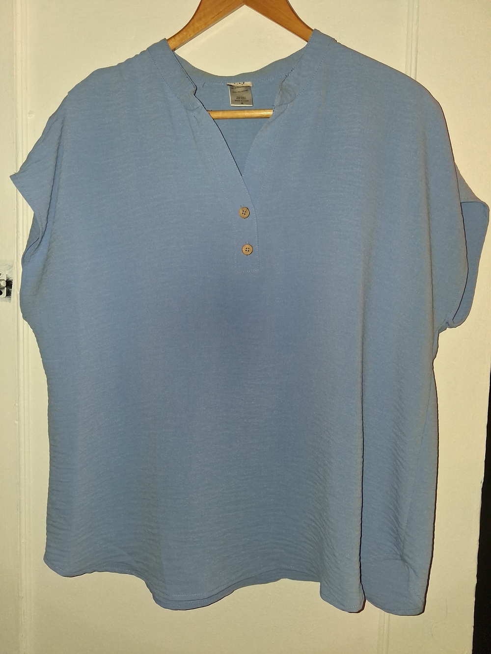 Wrapper Light Blue V-Neck Button Blouse